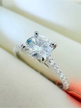Sterling Silver Moissanite Solitaire Ring Size 6.5